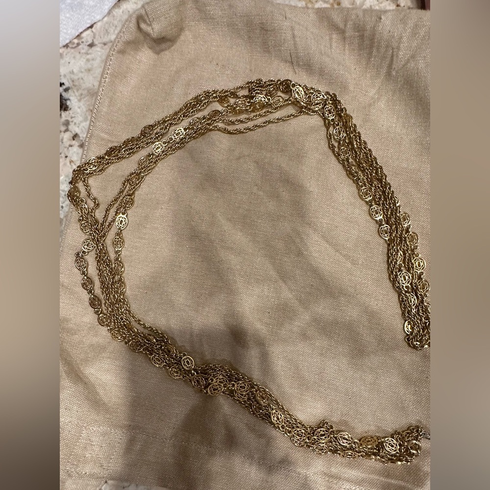 Vintage Monet Necklace Vintage Jewelry 3 strand Gold Tone, great condition.